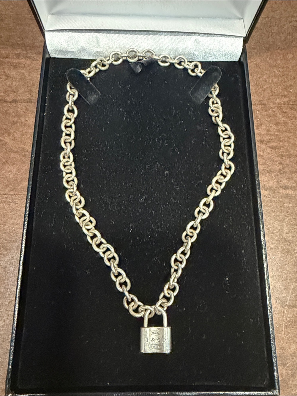 Tiffany and Co Sterling Silver Padlock Chain Necklace - Silver